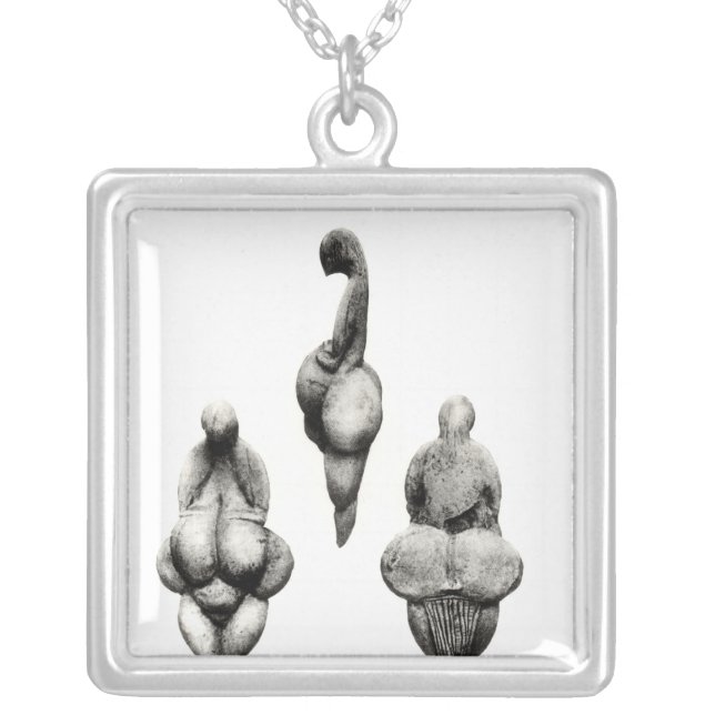 Three views of a 'Venus' statuette Silver Plated Necklace (Front)