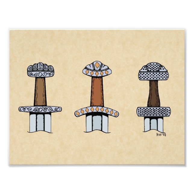 Three Viking Sword Hilts Photo Print (Front)