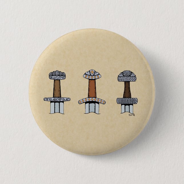 Three Viking Sword Hilts Pinback Button (Front)