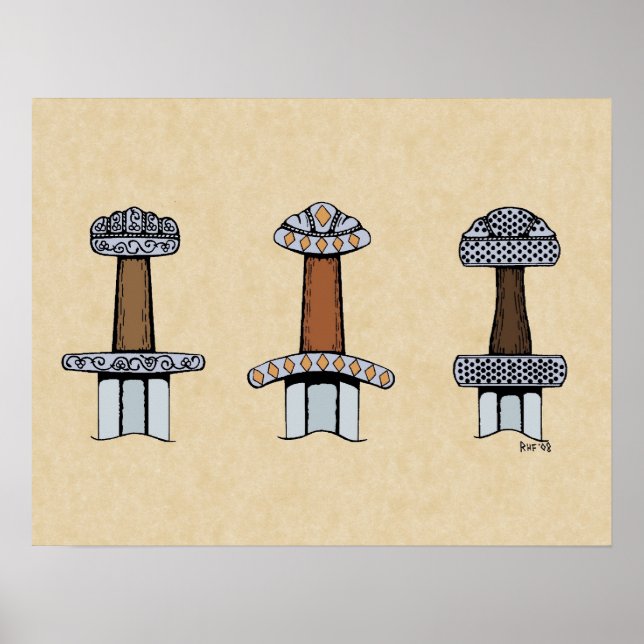 Three Viking Sword Hilts Poster (Front)