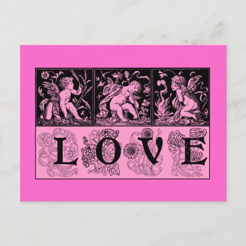 Three Vintage Images of Cupid Love Design Postcard
