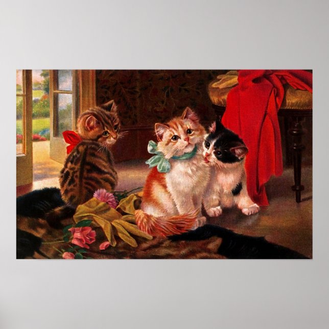 Three Vintage Kitten Poster (Front)