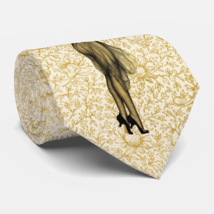 Three Vintage Retro Girls With Art Nouveau Floral Neck Tie