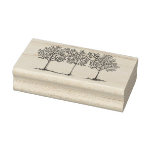 Three Vintage Trees Rubber Stamp