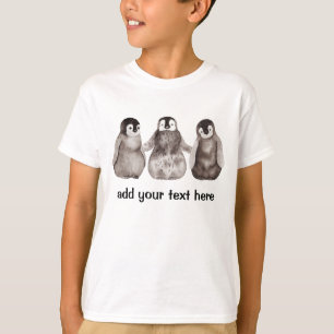 Three Watercolor Emperor Penguin Personalized T-Shirt