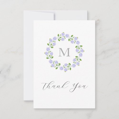 Three Watercolor Hydrangeas Floral Wreath Thank You Card