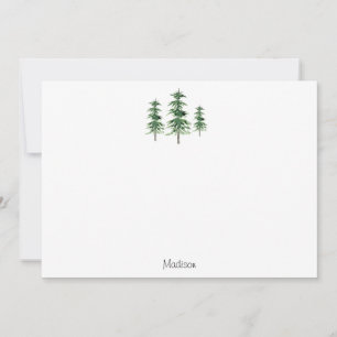 Three Watercolor Pine Trees Note Card