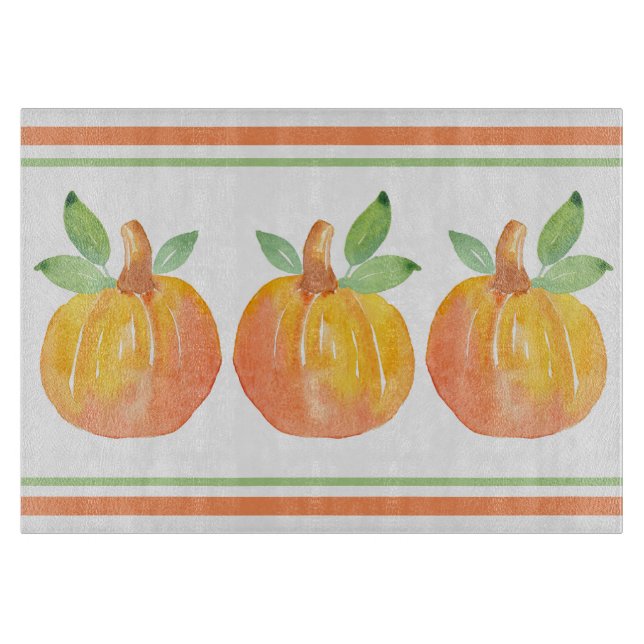 Three Watercolor Pumpkins 2 Cutting Board (Front)