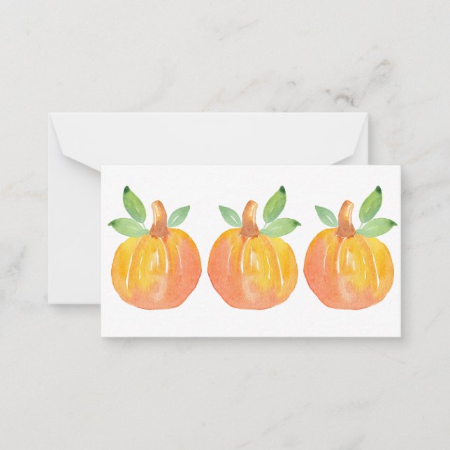Three Watercolor Pumpkins 2 Note Card (Front)