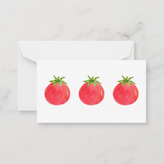Three Watercolor Tomatoes   Note Card (Front)