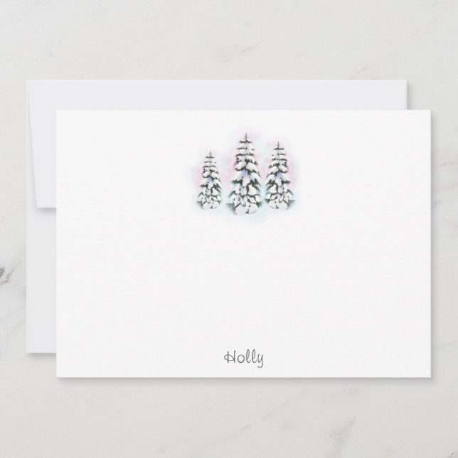Three Watercolor Winter Trees  Note Card (Front)