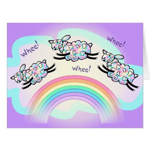Three Whee Sheep Leaping Rainbow Artsy Fun