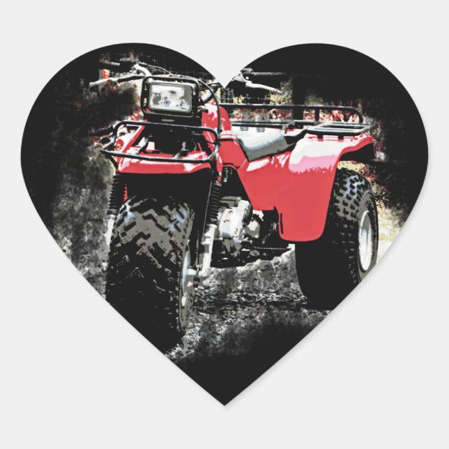 Three Wheeled ATC Red Trike Motorbike Heart Sticker (Front)