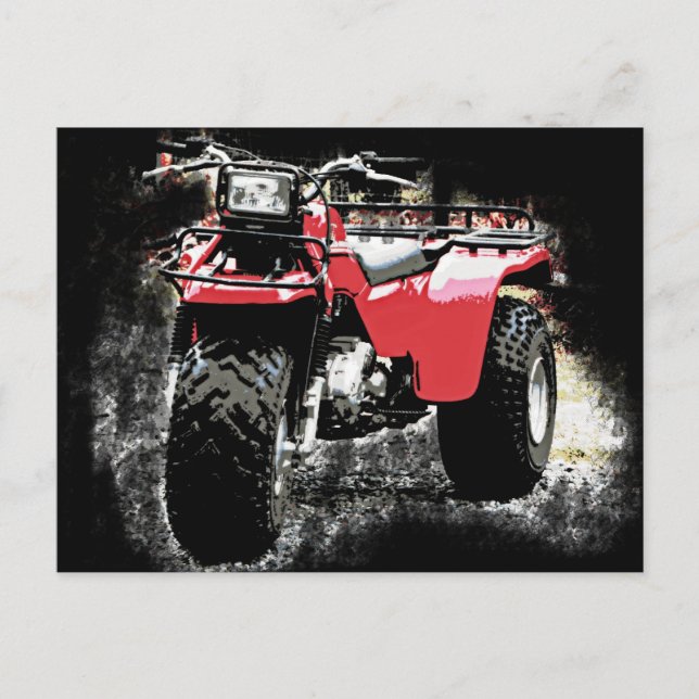 Three Wheeled ATC Red Trike Motorbike Postcard (Front)