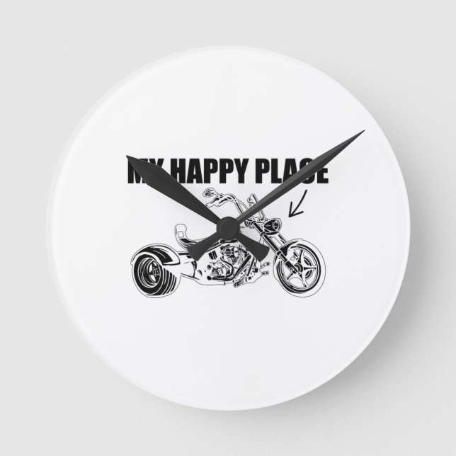 Three-wheeled Motorcycle Trike Triker Trikes Gift Round Clock (Front)