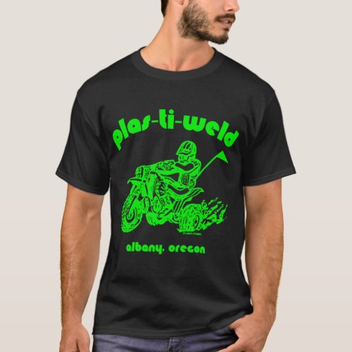 Three Wheeler Plas_Ti_Weld logo in Kawasaki green T_Shirt