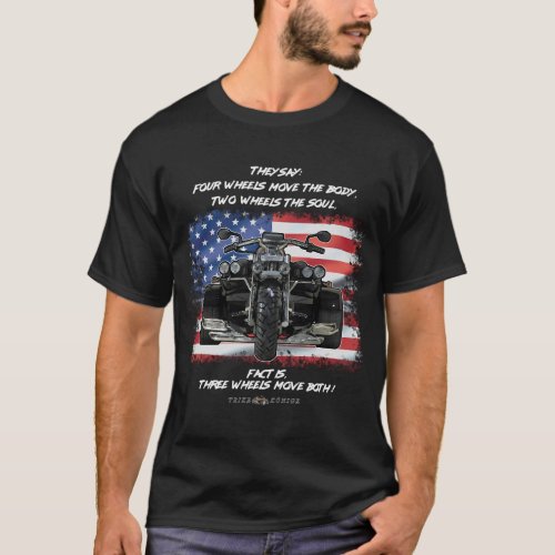Three Wheels Do Both Usa Flags Trike T_Shirt