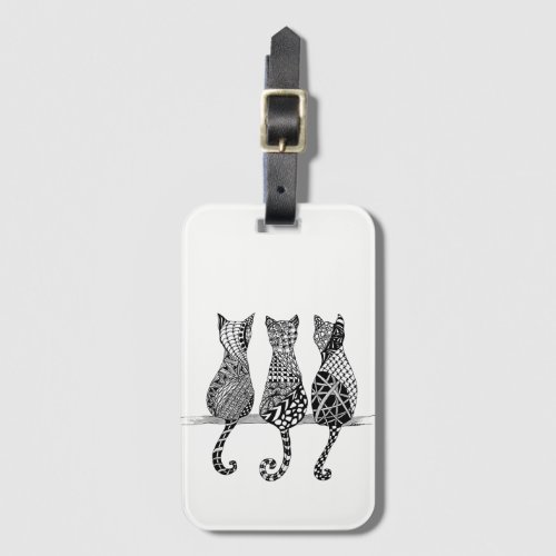 Three Whimsical Cats Luggage Tag
