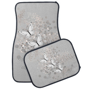 Three White Butterflies Car Floor Mat
