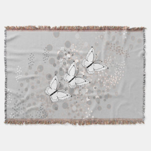 Three White Butterflies Throw Blanket
