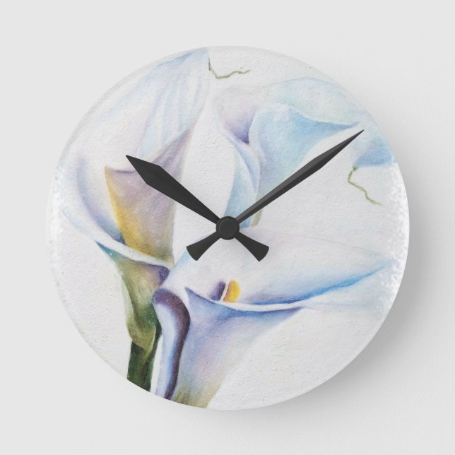 THREE WHITE CALLA LILIES CLOCK (Front)
