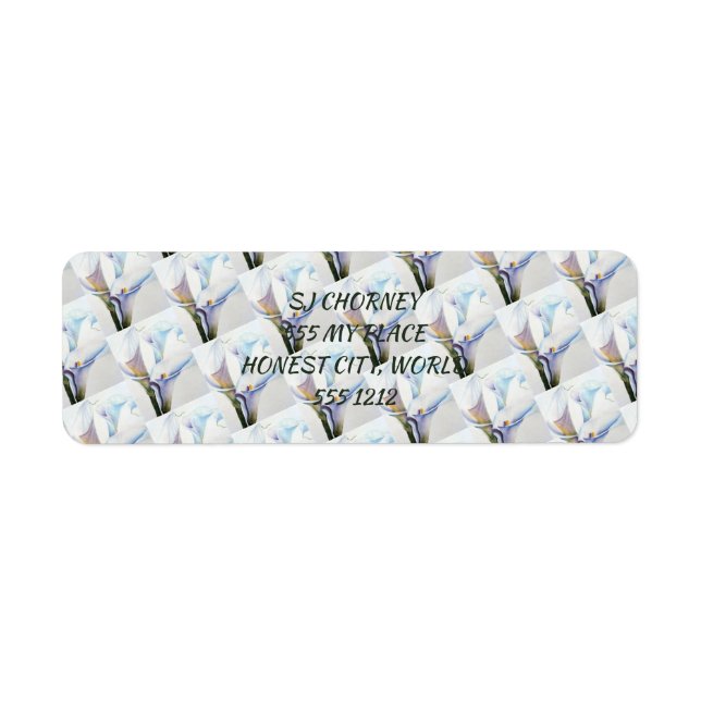 THREE WHITE CALLA LILY FLOWER LABEL (Front)