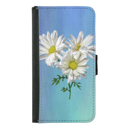 Three White Daisies Wallet Phone Case For Samsung Galaxy S5
