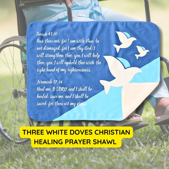 Three White Doves Christian Healing Prayer Shawl Sherpa Blanket (Creator Uploaded)