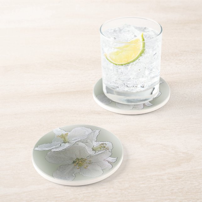 three white flowers coaster (Side)