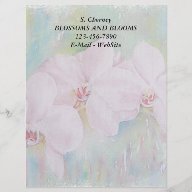 THREE WHITE ORCHIDS CUSTOMIZABLE LETTERHEAD (Front)