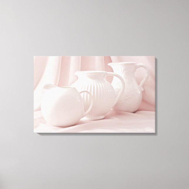 Three White Pitchers Wrapped Canvas Print (Front)