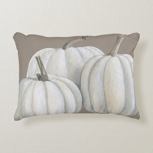 Three White Pumpkins Accent Pillow (Front)