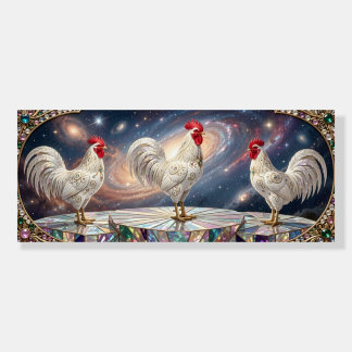 Three white roosters. foam board