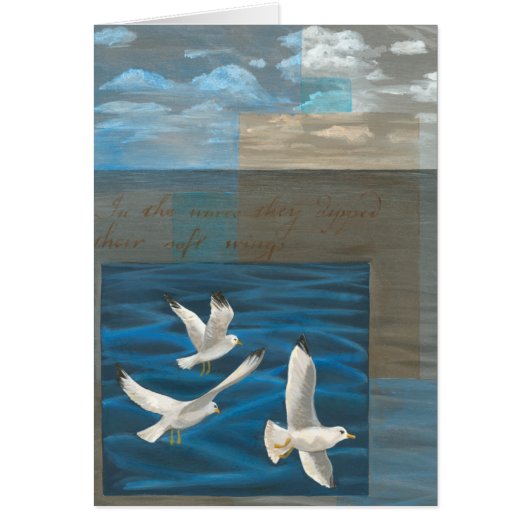 Three White Seagulls Flying Over the Water Cards (Front)
