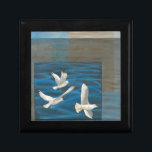 Three White Seagulls Flying Over the Water Jewelry Box<br><div class="desc">Need to get away? Do it by choosing this painting by artist Tara Friel representing three seagulls flying over the water. The sight of the waves of the ocean and the vivid colors make this design very realistic.</div>