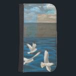 Three White Seagulls Flying Over the Water Wallet Phone Case For Samsung Galaxy S4<br><div class="desc">Need to get away? Do it by choosing this painting by artist Tara Friel representing three seagulls flying over the water. The sight of the waves of the ocean and the vivid colors make this design very realistic.</div>