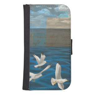 Three White Seagulls Flying Over the Water Wallet Phone Case For Samsung Galaxy S4