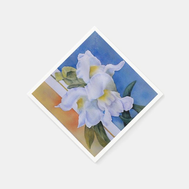THREE WHITE SNAPDRAGONS PAPER NAPKINS (Corner)