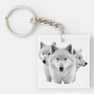 Three White Wolves Keychain