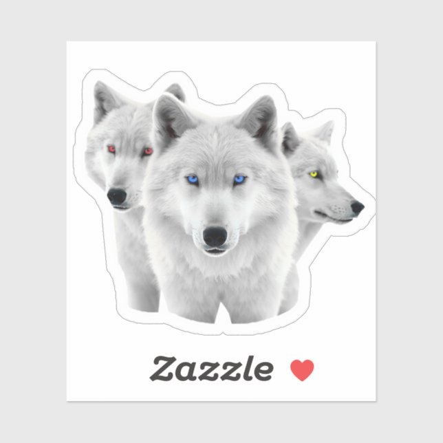 Three White Wolves Sticker (Sheet)