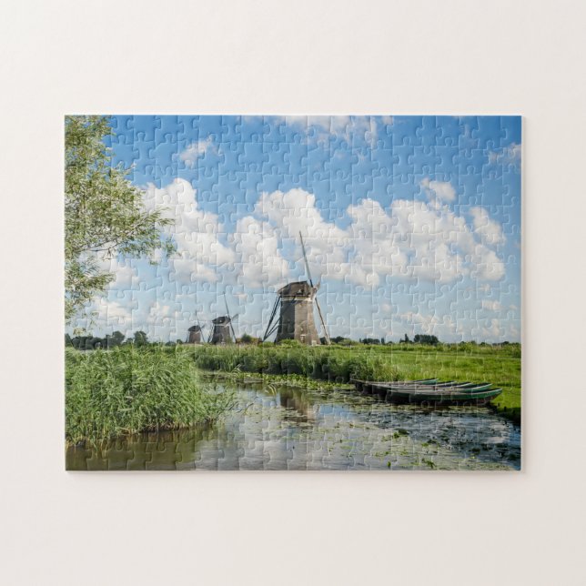Three windmills and a canal jigsaw puzzle (Horizontal)