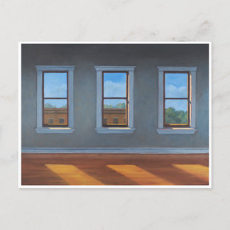 Three Windows with Light Streaming In Postcard