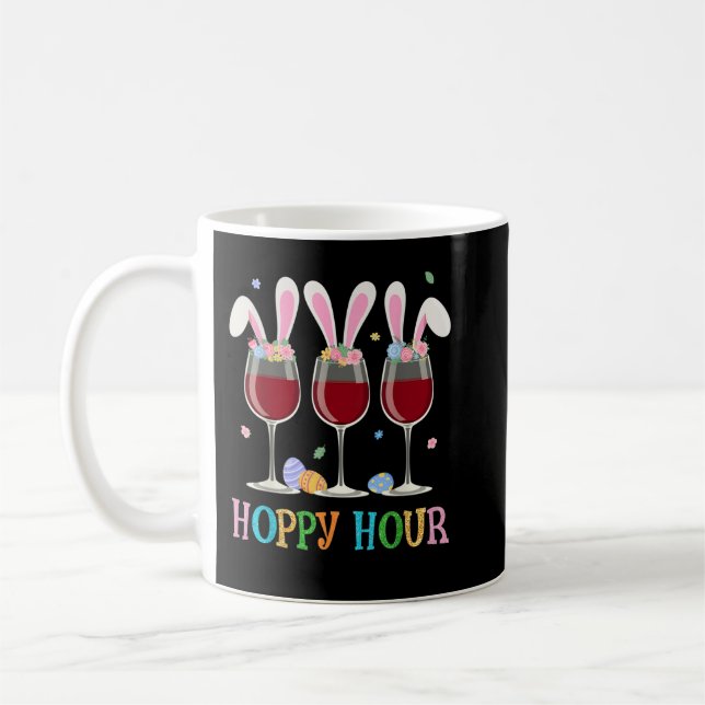 Three Wine Glasses Easter Drinking Bunny Ears Drin Coffee Mug (Left)