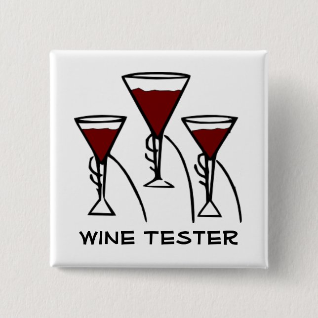 Three Wine Glasses in Hands Cartoon Pinback Button (Front)
