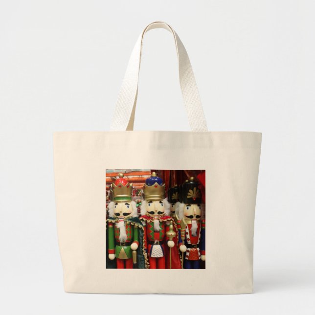 Three Wise Crackers - Nutcracker Soldiers Large Tote Bag (Front)