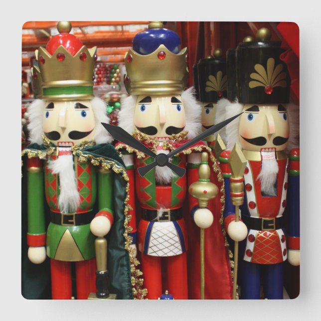 Three Wise Crackers - Nutcracker Soldiers Square Wall Clock (Front)
