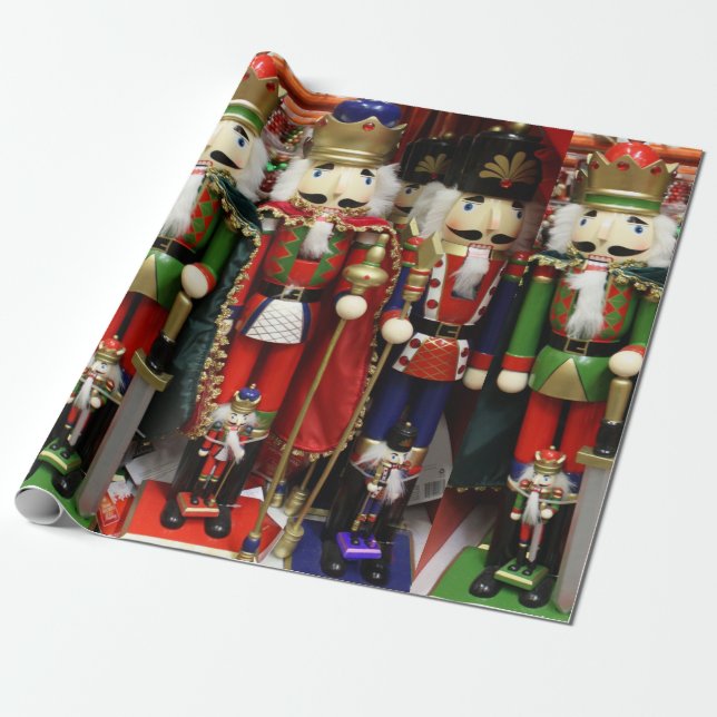 Three Wise Crackers - Nutcracker Soldiers Wrapping Paper (Unrolled)