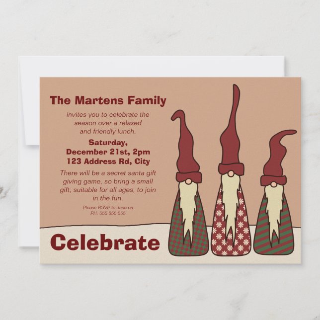 Three Wise Elves, christmas party invitation (Front)