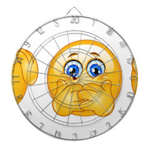 three wise emojis dartboard with darts