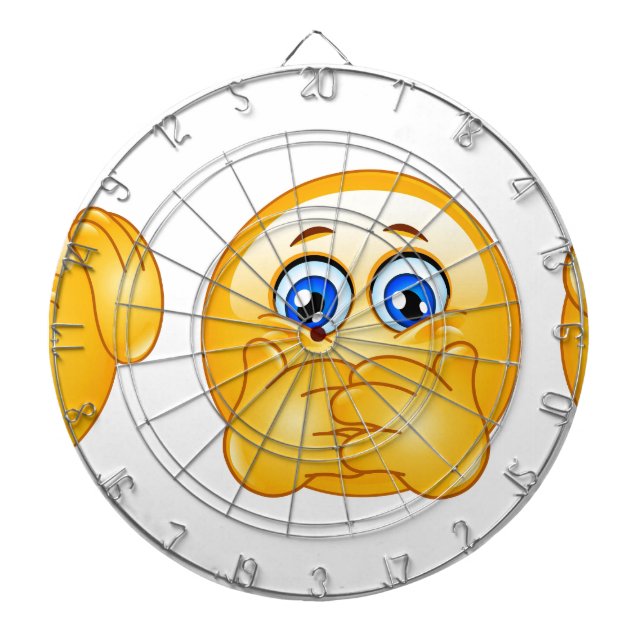 three wise emojis dartboard with darts (Front)